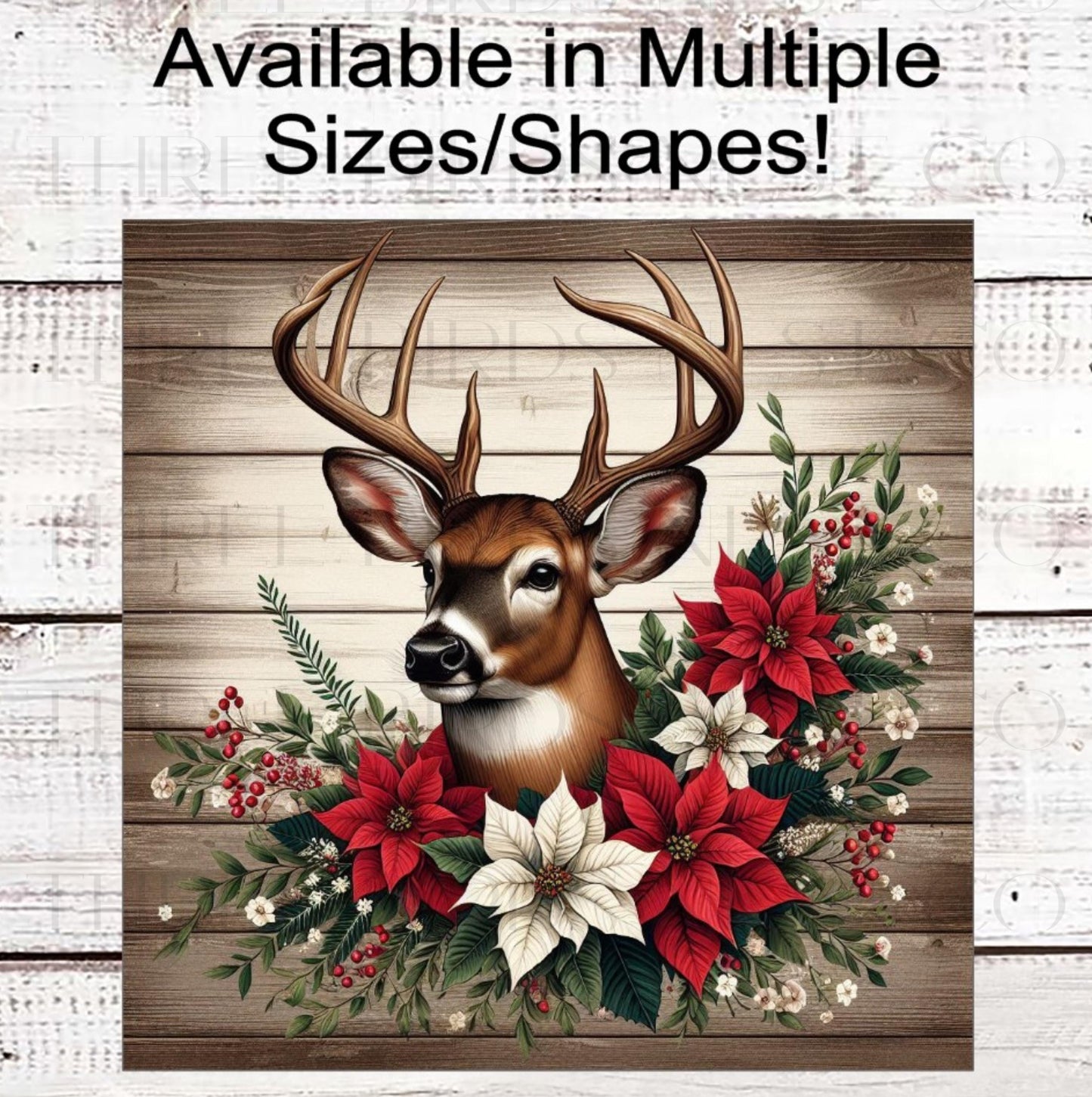 Whitetail Deer Winter Wreath Sign - Rustic Farmhouse Christmas - Cabin Decor - Wildlife Lover - Deer Hunter