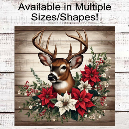Whitetail Deer Winter Wreath Sign - Rustic Farmhouse Christmas - Cabin Decor - Wildlife Lover - Deer Hunter
