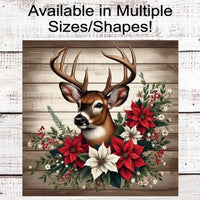 Whitetail Deer Winter Wreath Sign - Rustic Farmhouse Christmas - Cabin Decor - Wildlife Lover - Deer Hunter