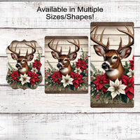 Whitetail Deer Winter Wreath Sign - Rustic Farmhouse Christmas - Cabin Decor - Wildlife Lover - Deer Hunter