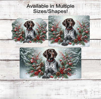 
              German Shorthaired Pointer Dog Christmas Wreath Signs - Winter Welcome Sign - Dog Wreath Signs
            