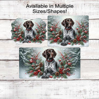 German Shorthaired Pointer Dog Christmas Wreath Signs - Winter Welcome Sign - Dog Wreath Signs