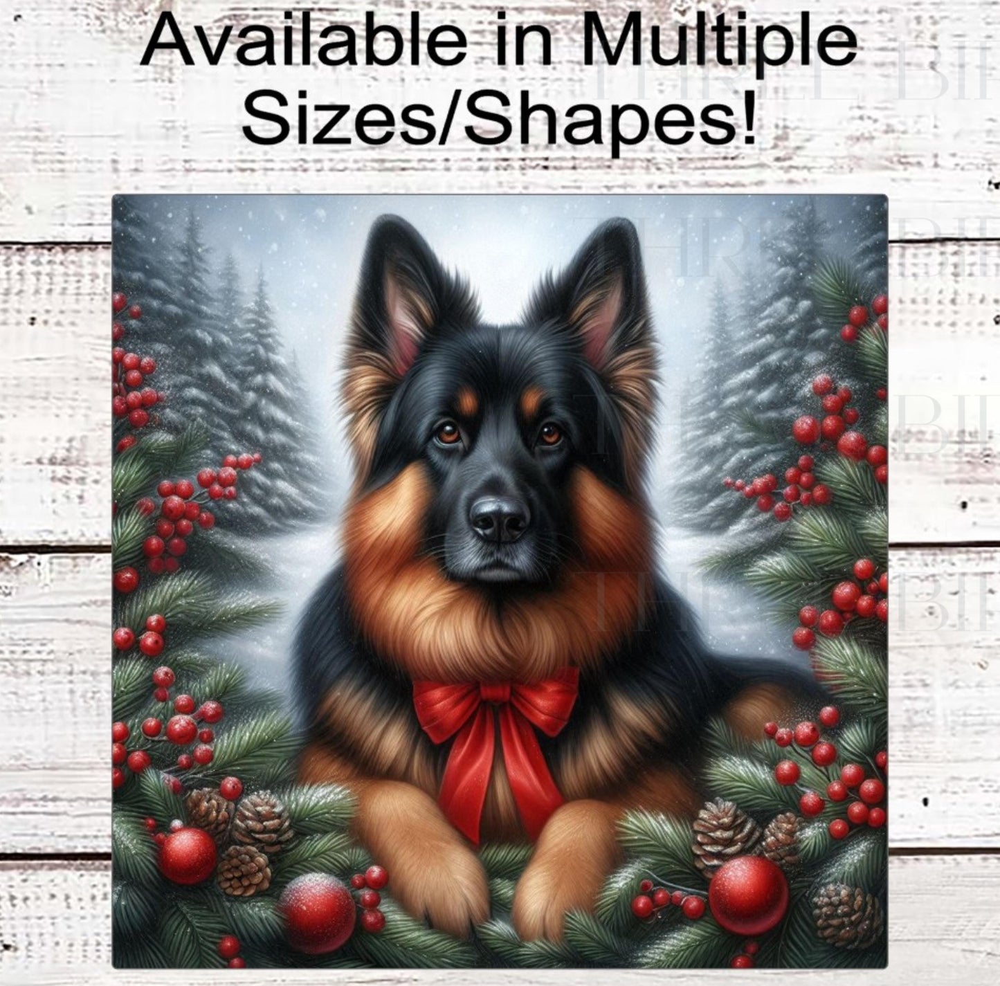 German Shepherd Dog Christmas Wreath Signs - Winter Welcome Sign - Dog Wreath Signs