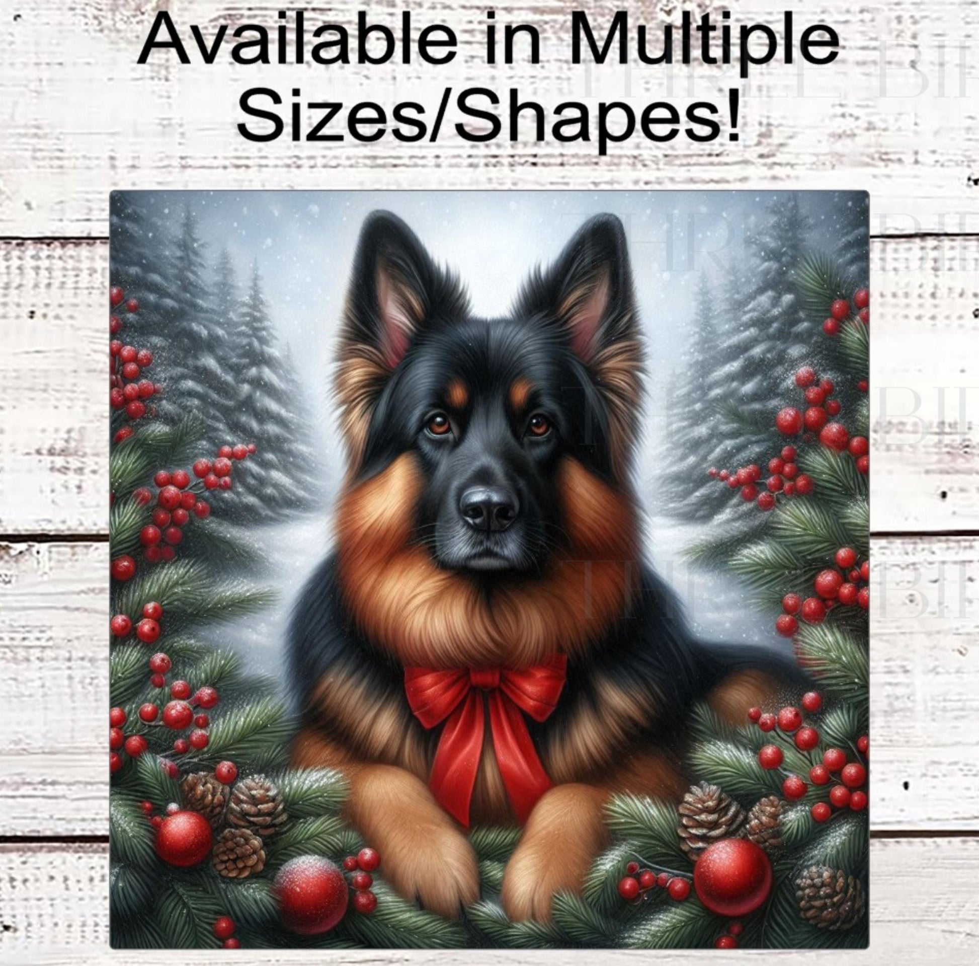 German Shepherd Dog Christmas Wreath Signs - Winter Welcome Sign - Dog Wreath Signs