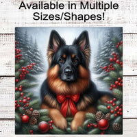 German Shepherd Dog Christmas Wreath Signs - Winter Welcome Sign - Dog Wreath Signs