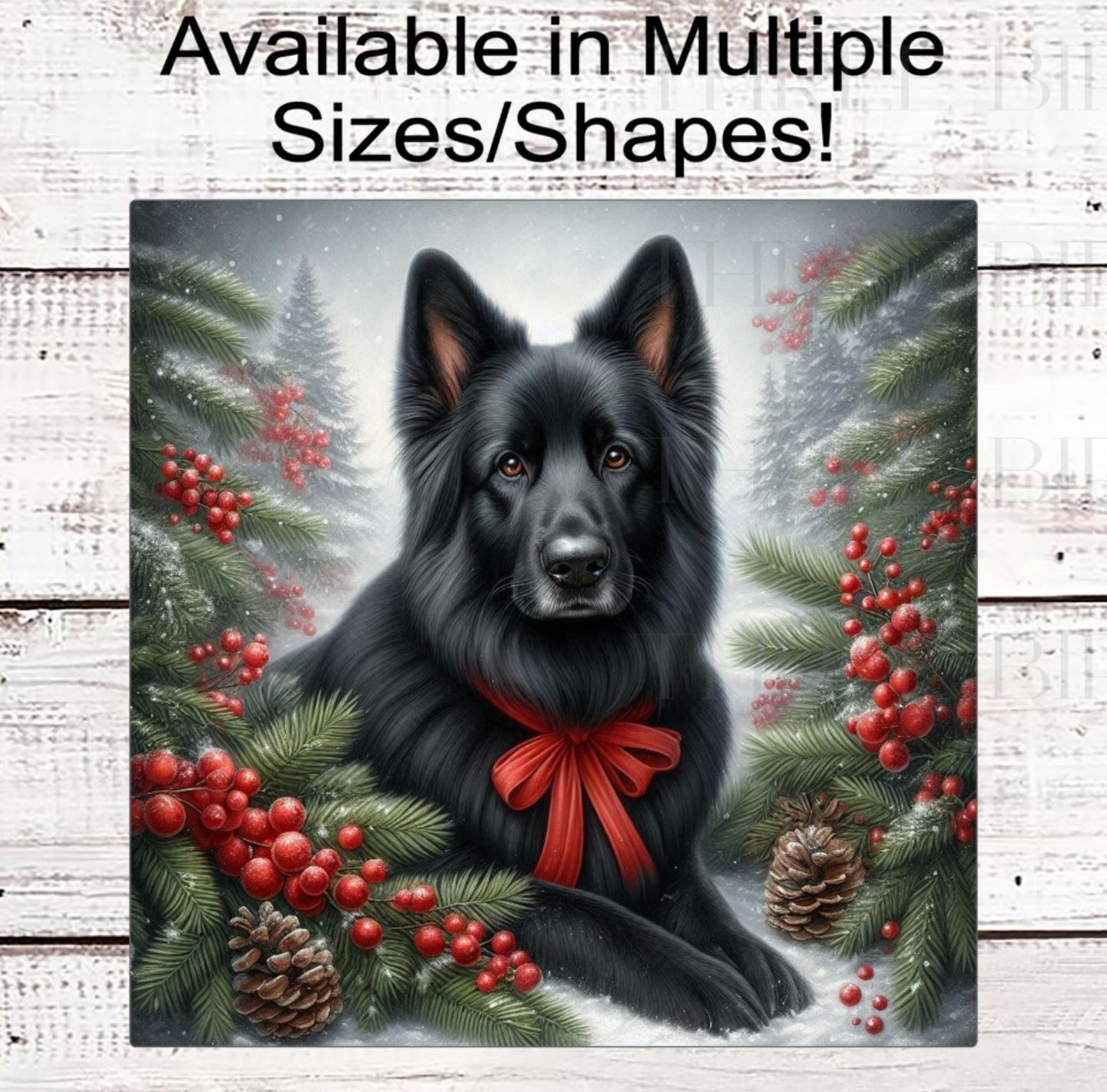 German Shepherd Dog Christmas Wreath Signs - Winter Welcome Sign - Dog Wreath Signs