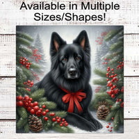 German Shepherd Dog Christmas Wreath Signs - Winter Welcome Sign - Dog Wreath Signs