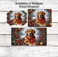 
              Golden Retriever Dog Christmas Wreath Signs - Winter Welcome Sign - Dog Wreath Signs
            