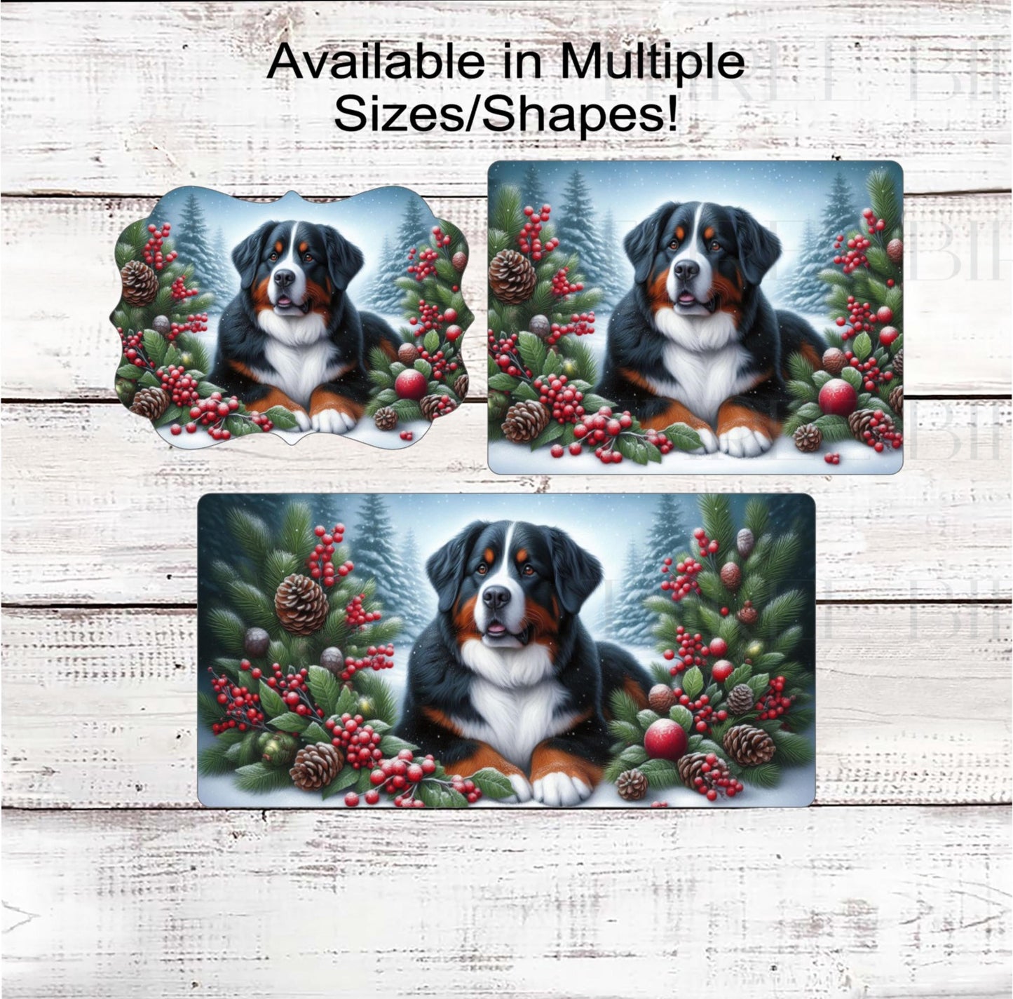 Bernese Mountain Dog Christmas Wreath Signs - Winter Welcome Sign - Dog Wreath Signs