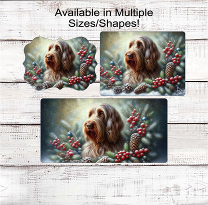 Spinone Italiano Dog Christmas Wreath Signs - Winter Welcome Sign - Dog Wreath Signs