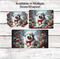 
              Great Pyrenees Dog Christmas Wreath Signs - Winter Welcome Sign - Dog Wreath Signs
            