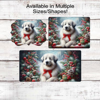 Great Pyrenees Dog Christmas Wreath Signs - Winter Welcome Sign - Dog Wreath Signs