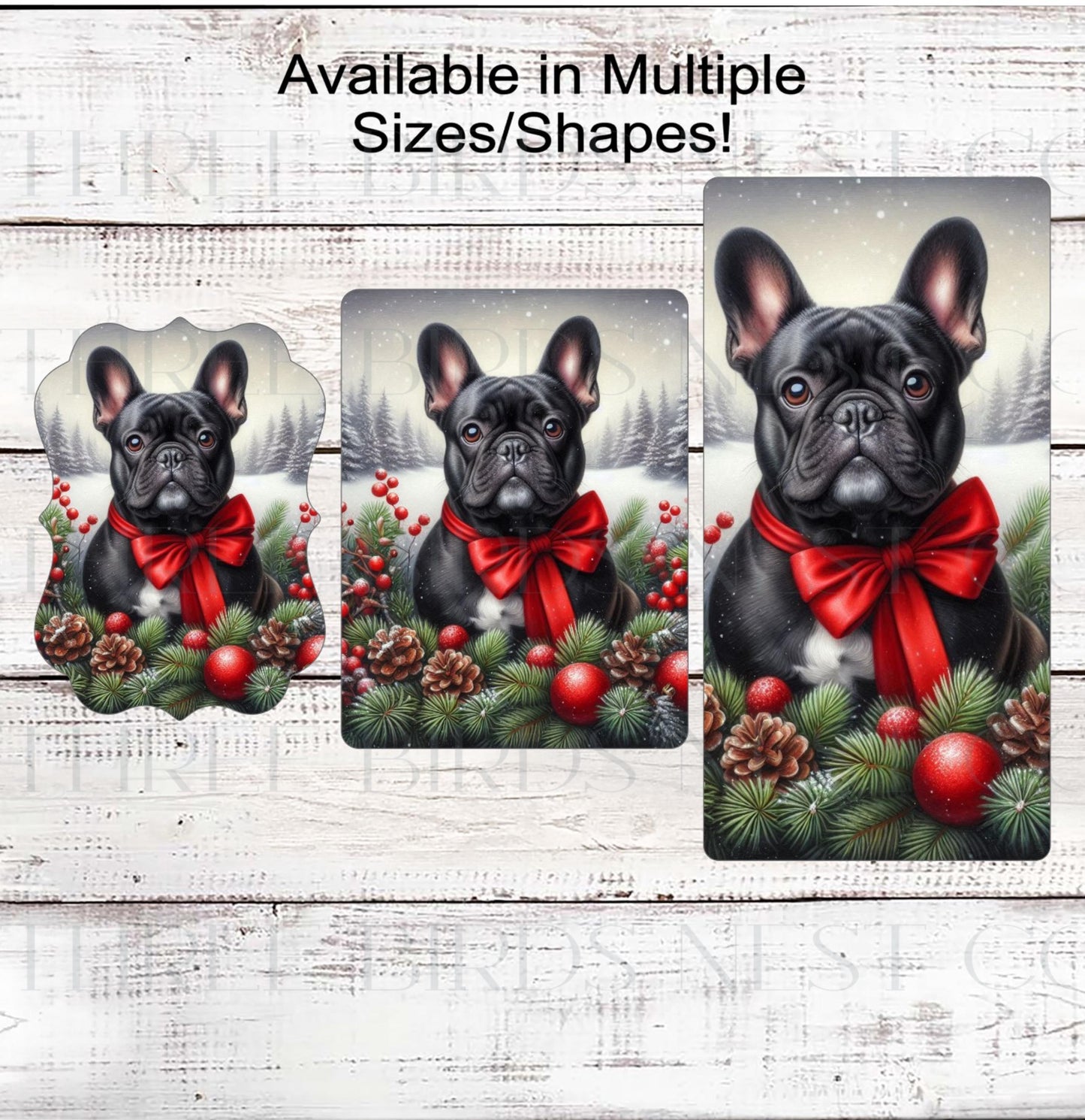 French Bulldog Christmas Wreath Signs - Winter Welcome Sign - Dog Wreath Signs