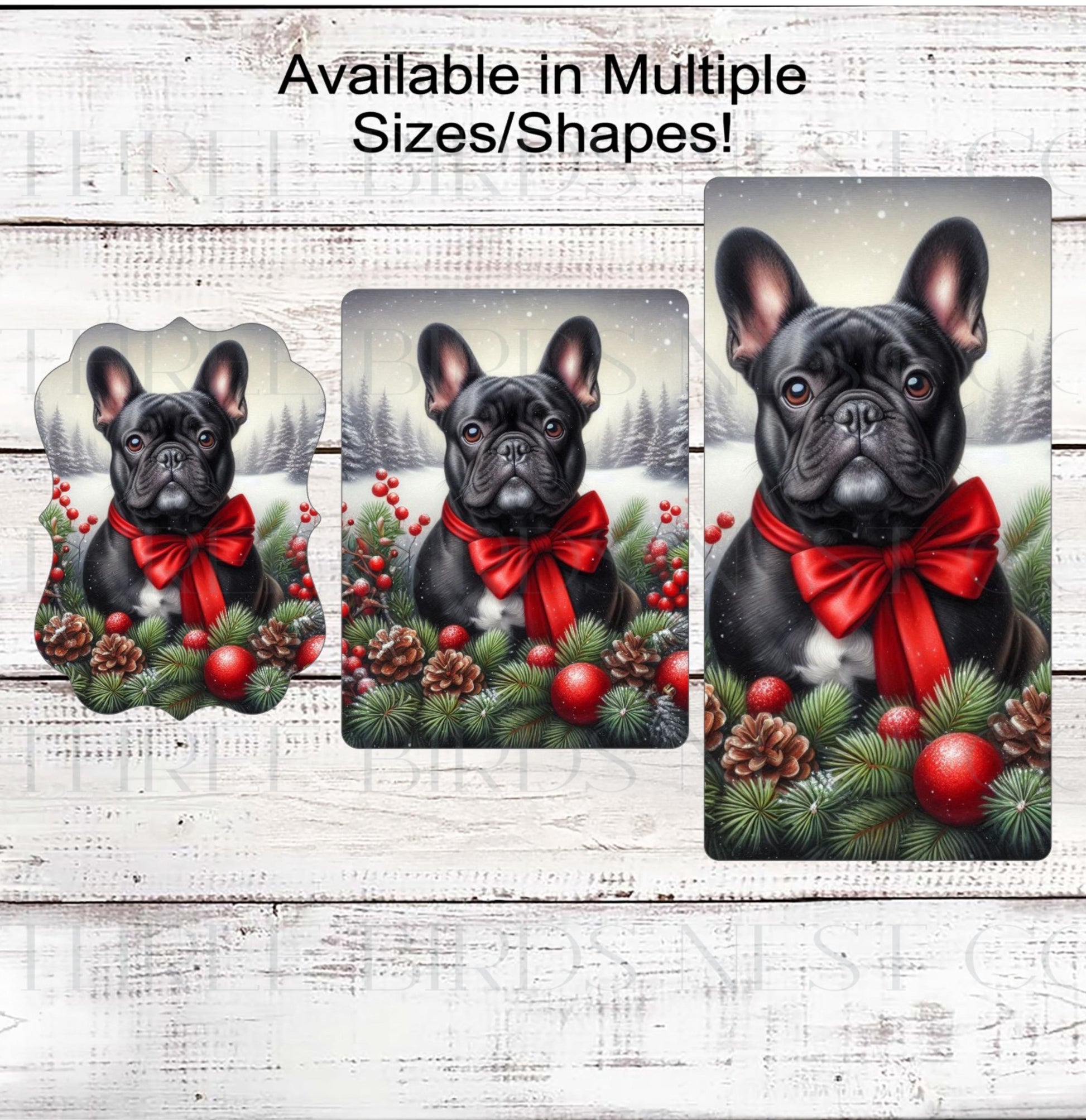 French Bulldog Christmas Wreath Signs - Winter Welcome Sign - Dog Wreath Signs