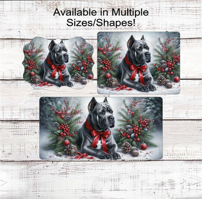 Cane Corso Mastiff Dog Christmas Wreath Signs - Winter Welcome Sign - Dog Wreath Signs