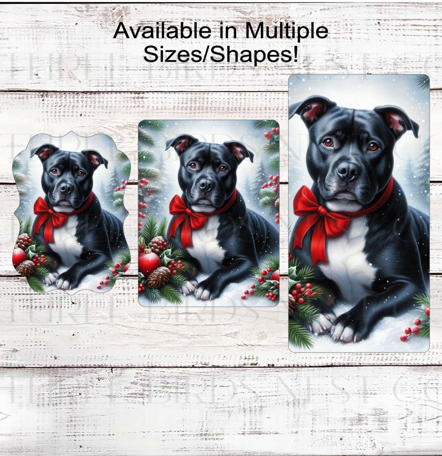 Staffordshire Terrier Dog Christmas Wreath Signs - Pit Bull Lover - Winter Welcome Sign - Dog Wreath Signs