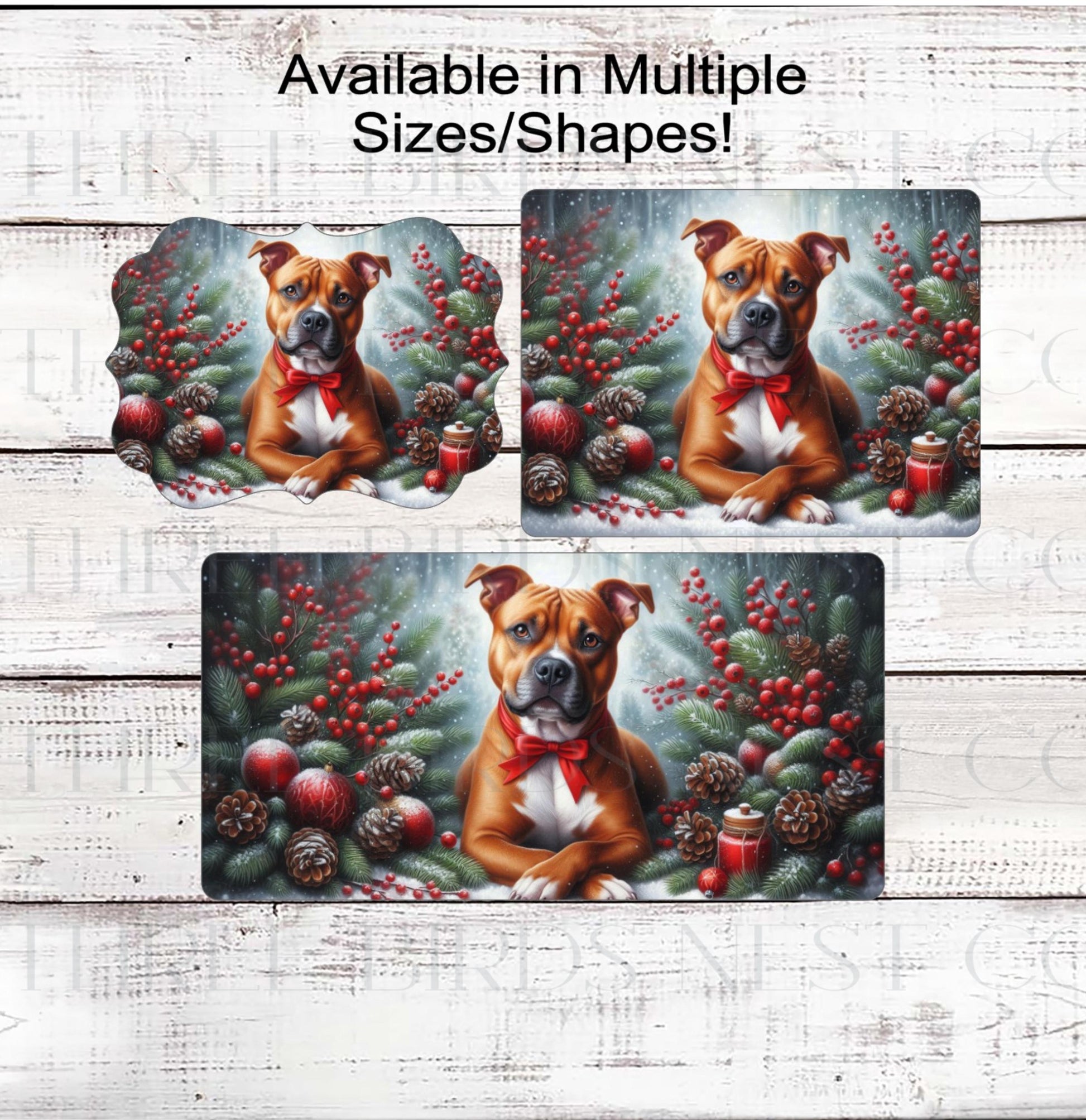 Staffordshire Terrier Dog Christmas Wreath Signs - Pit Bull Lover - Winter Welcome Sign - Dog Wreath Signs