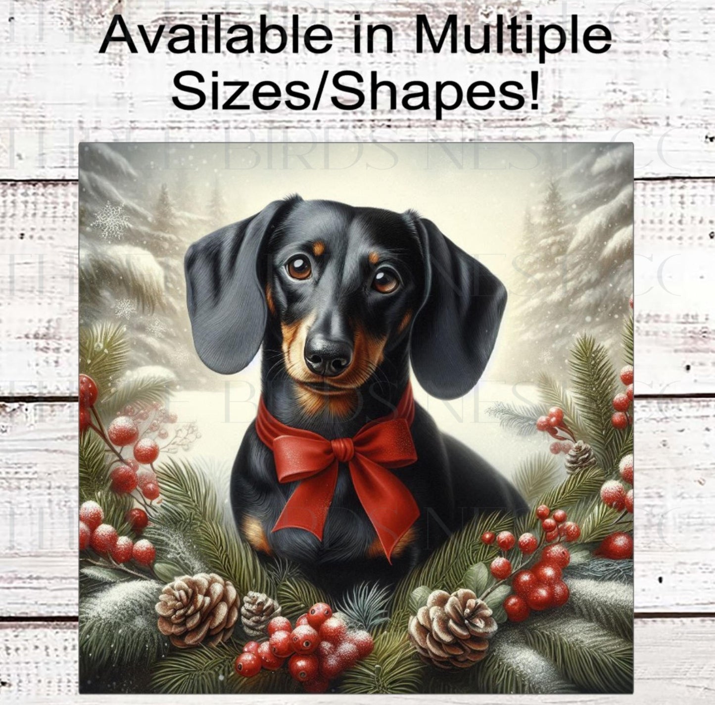 Dachshund Dog Christmas Wreath Signs - Winter Welcome Sign - Dog Wreath Signs