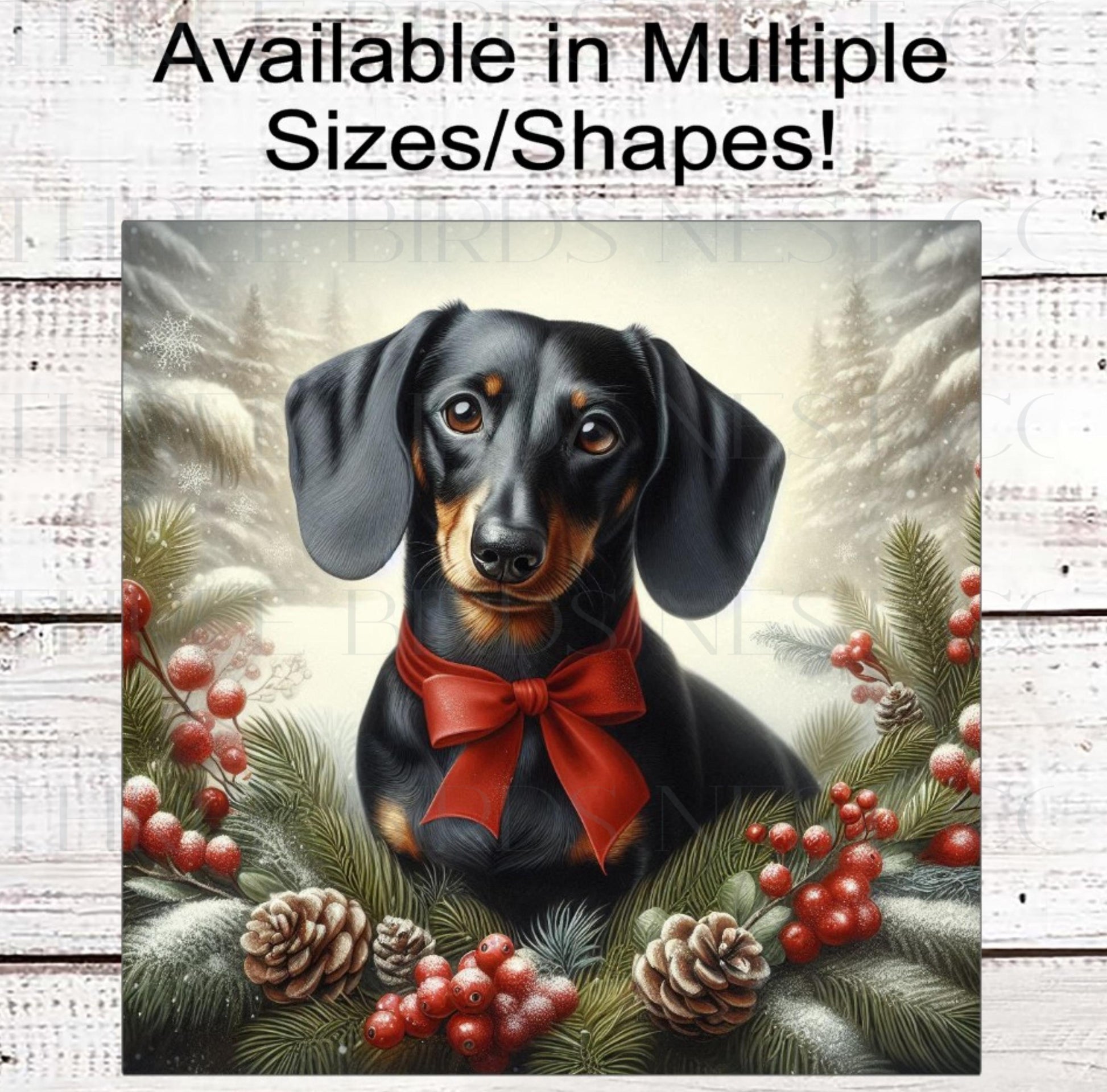 Dachshund Dog Christmas Wreath Signs - Winter Welcome Sign - Dog Wreath Signs