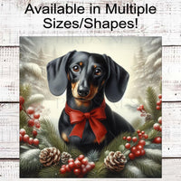 Dachshund Dog Christmas Wreath Signs - Winter Welcome Sign - Dog Wreath Signs