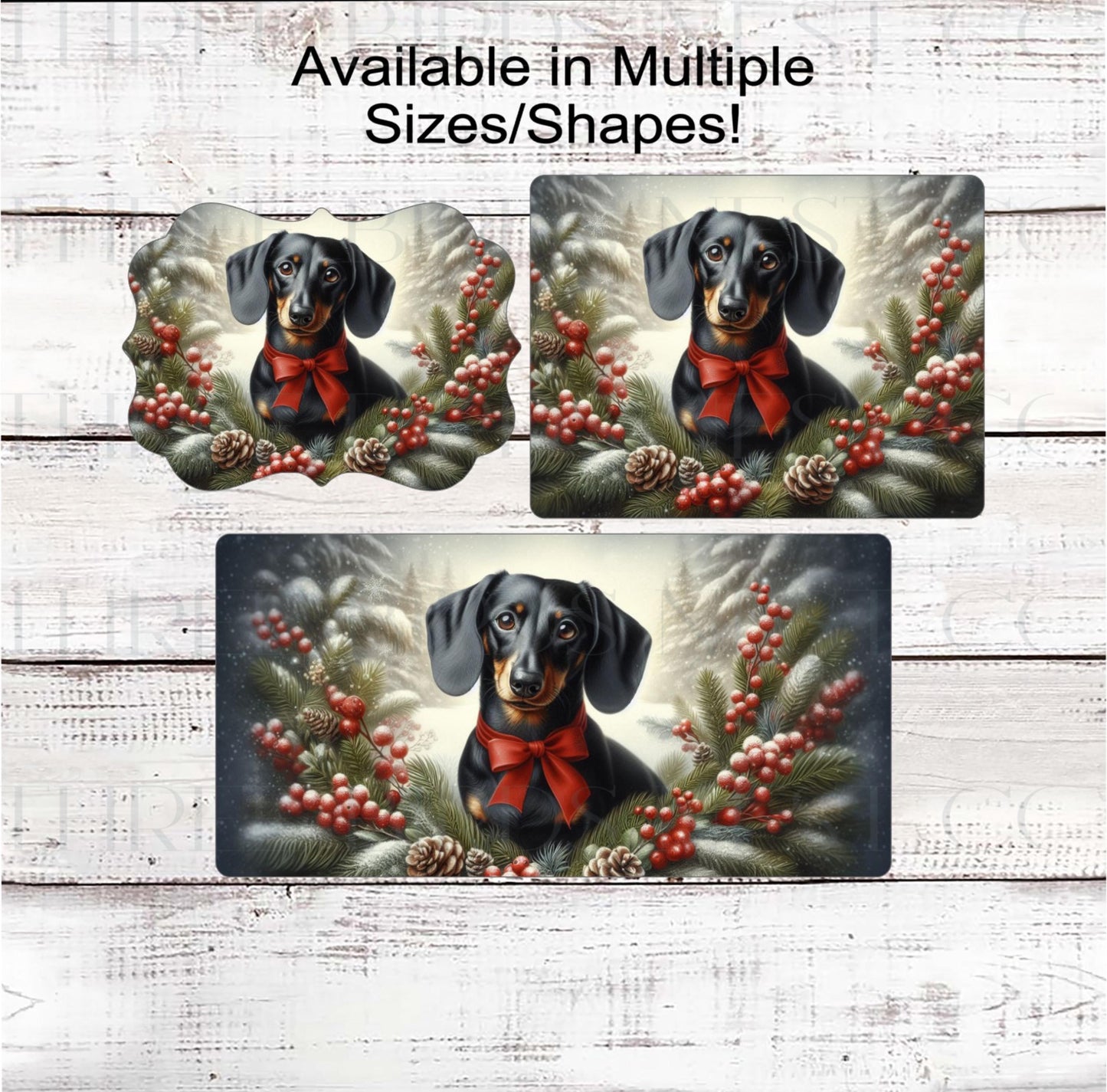Dachshund Dog Christmas Wreath Signs - Winter Welcome Sign - Dog Wreath Signs