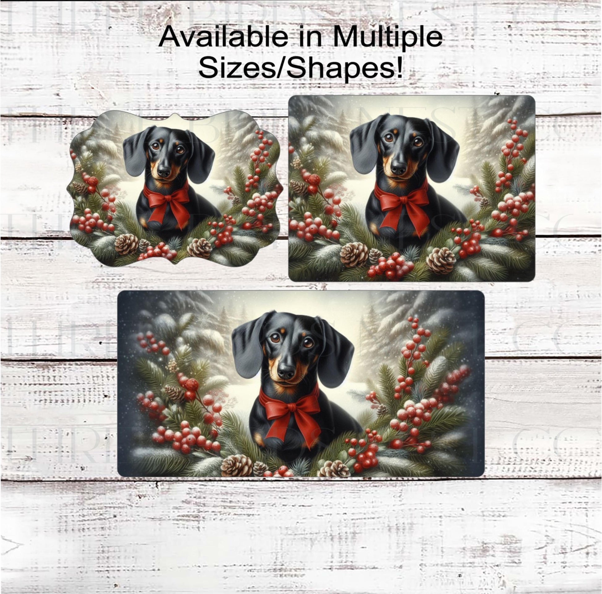 Dachshund Dog Christmas Wreath Signs - Winter Welcome Sign - Dog Wreath Signs