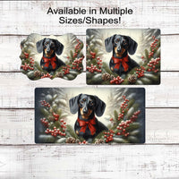 Dachshund Dog Christmas Wreath Signs - Winter Welcome Sign - Dog Wreath Signs