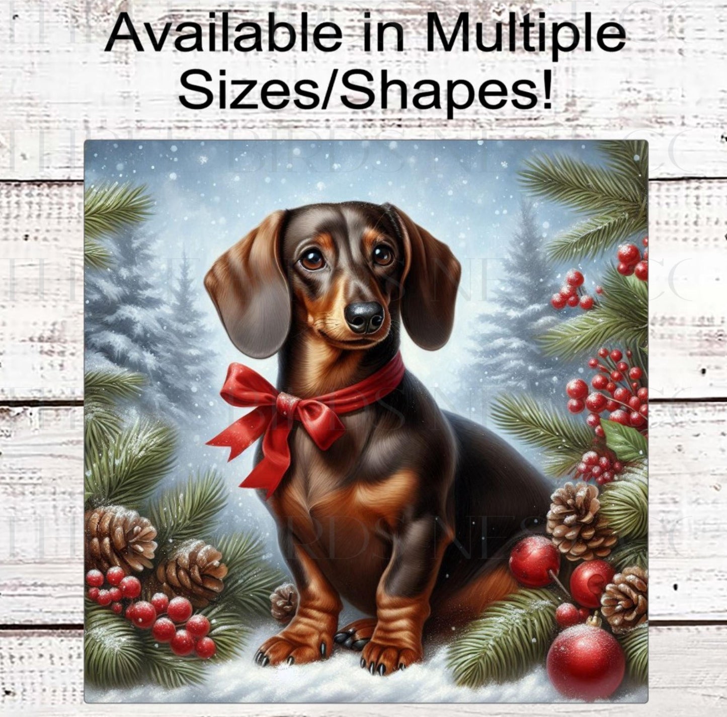 Dachshund Dog Christmas Wreath Signs - Winter Welcome Sign - Dog Wreath Signs