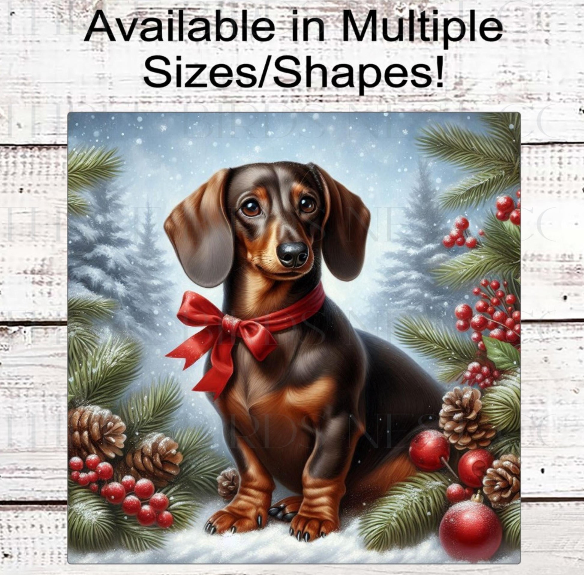 Dachshund Dog Christmas Wreath Signs - Winter Welcome Sign - Dog Wreath Signs
