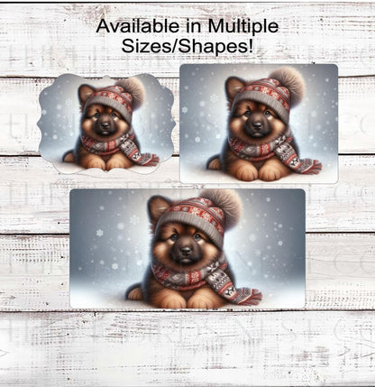 German Shepherd Christmas Wreath Signs - Winter Welcome Sign - Dog Wreath Signs
