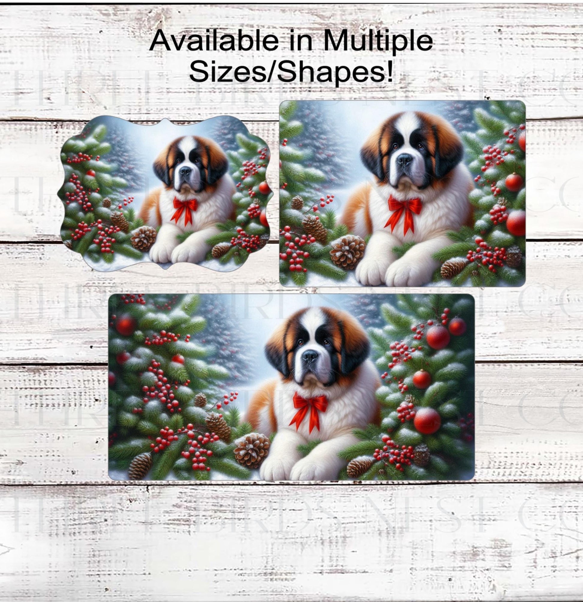 Saint Bernard Dog Christmas Wreath Signs - Winter Welcome Sign - Dog Wreath Signs