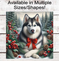 
              Siberian Husky Dog Christmas Wreath Signs - Winter Welcome Sign - Dog Wreath Signs
            