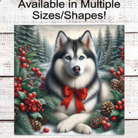 Siberian Husky Dog Christmas Wreath Signs - Winter Welcome Sign - Dog Wreath Signs