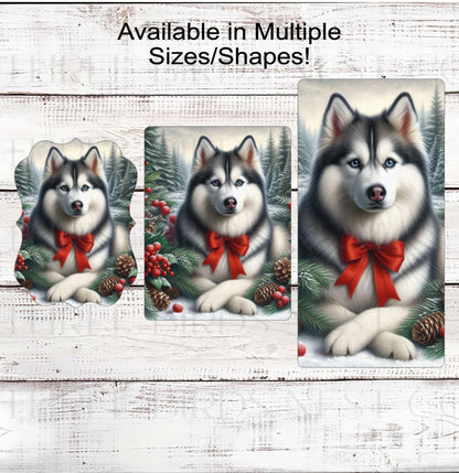 Siberian Husky Dog Christmas Wreath Signs - Winter Welcome Sign - Dog Wreath Signs