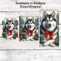 Siberian Husky Dog Christmas Wreath Signs - Winter Welcome Sign - Dog Wreath Signs