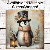 
              Penguin Lover - Winter Welcome - Lantern Sign - Christmas Wreath Sign
            