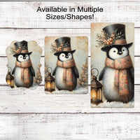 Penguin Lover - Winter Welcome - Lantern Sign - Christmas Wreath Sign