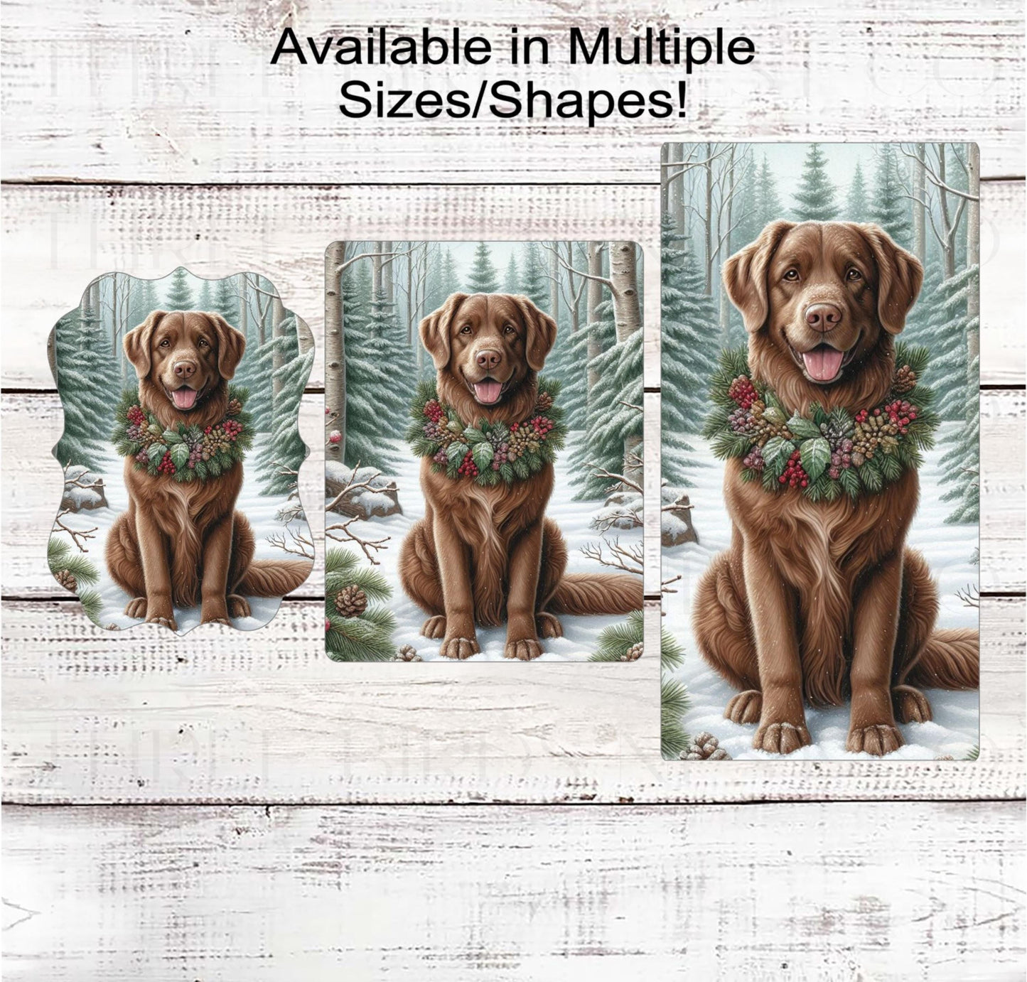Christmas Dog Wreath Sign - Chesapeake Bay Retriever Dog - Winter Welcome Sign