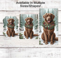 
              Christmas Dog Wreath Sign - Chesapeake Bay Retriever Dog - Winter Welcome Sign
            