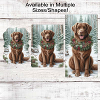 Christmas Dog Wreath Sign - Chesapeake Bay Retriever Dog - Winter Welcome Sign