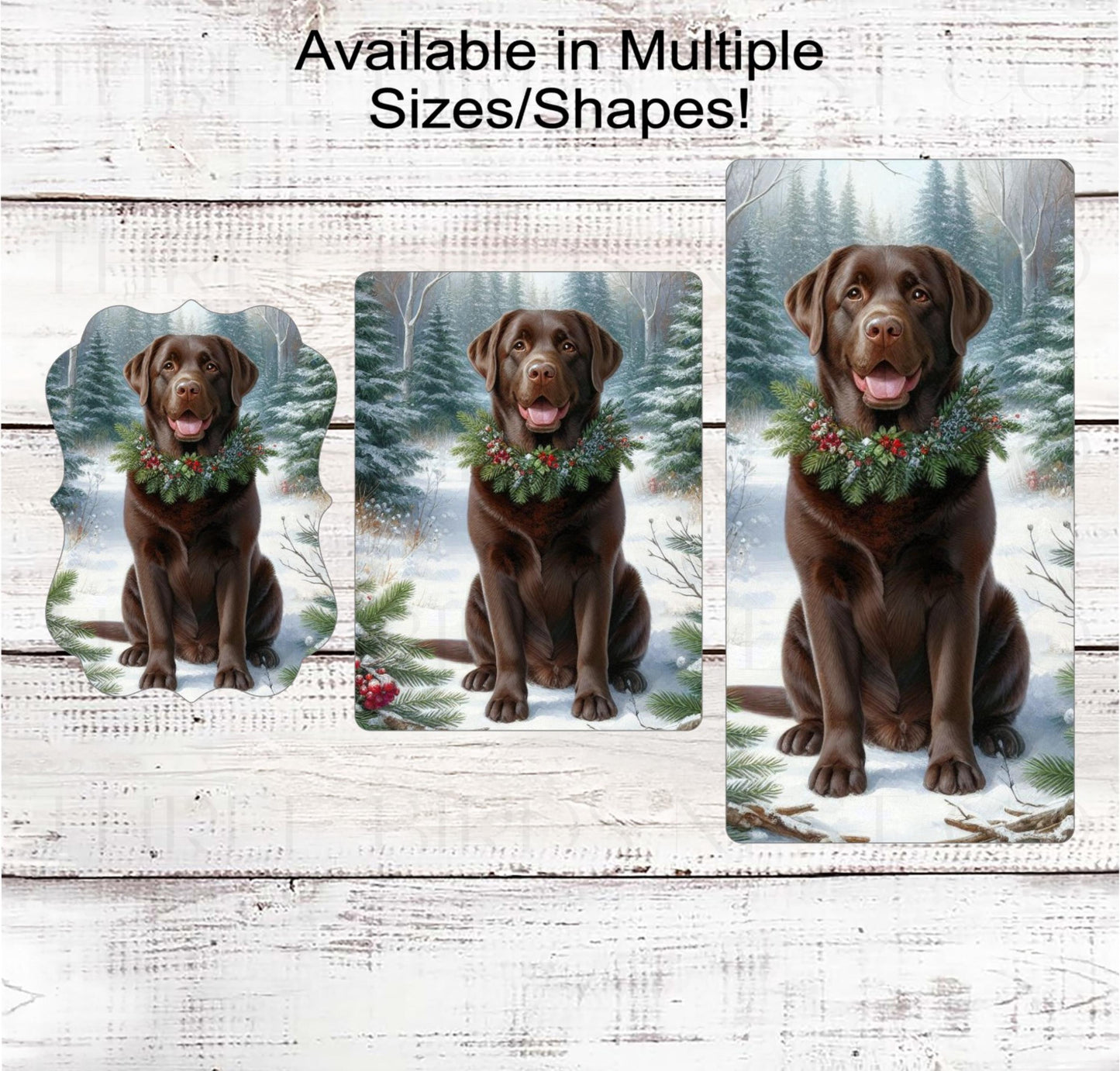 Christmas Dog Wreath Sign - Chocolate Labrador Retriever Dog - Winter Welcome Sign