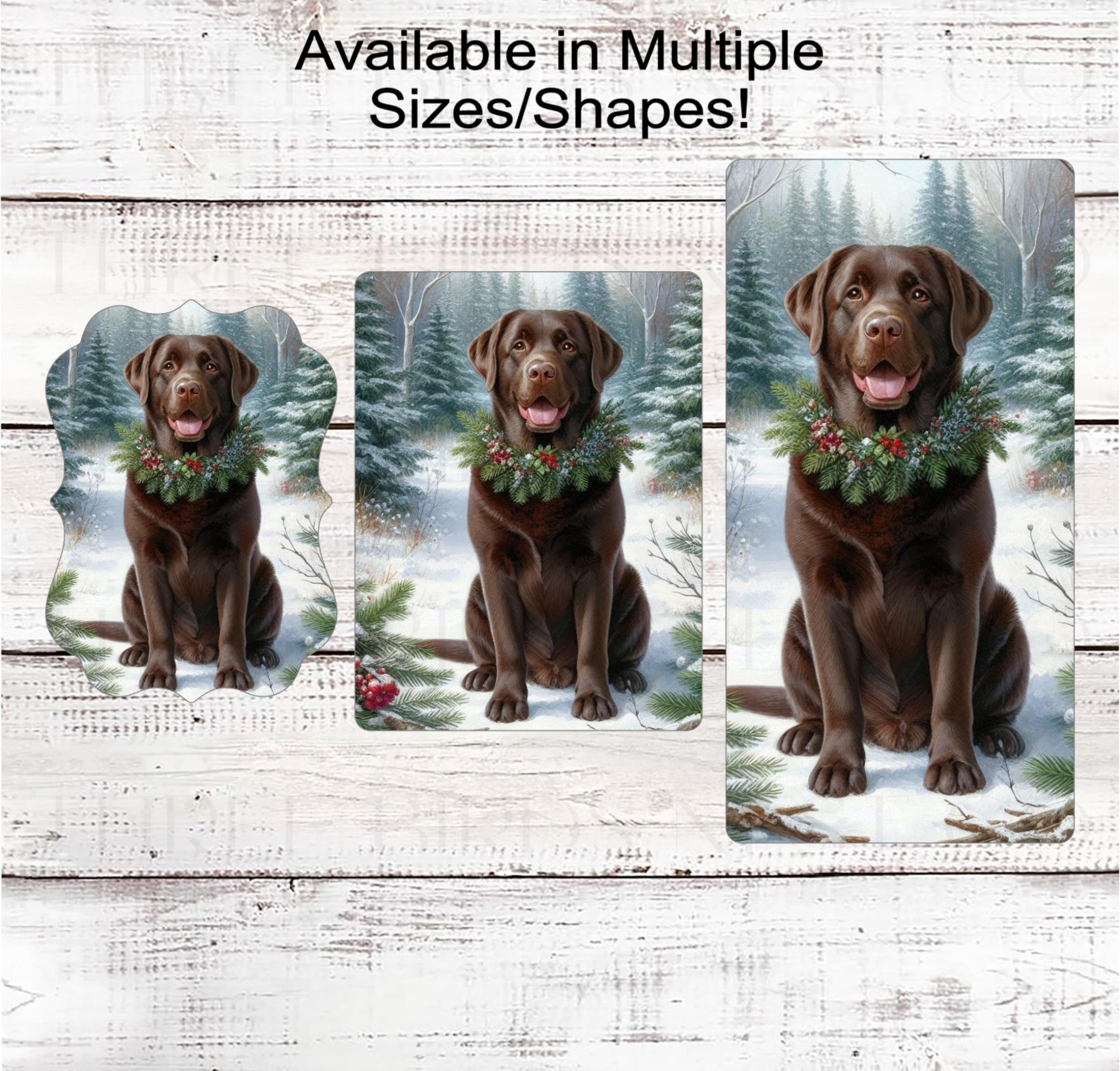 Christmas Dog Wreath Sign - Chocolate Labrador Retriever Dog - Winter Welcome Sign
