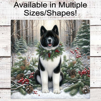 Christmas Dog Wreath Sign - Akita Dog - Winter Welcome Sign