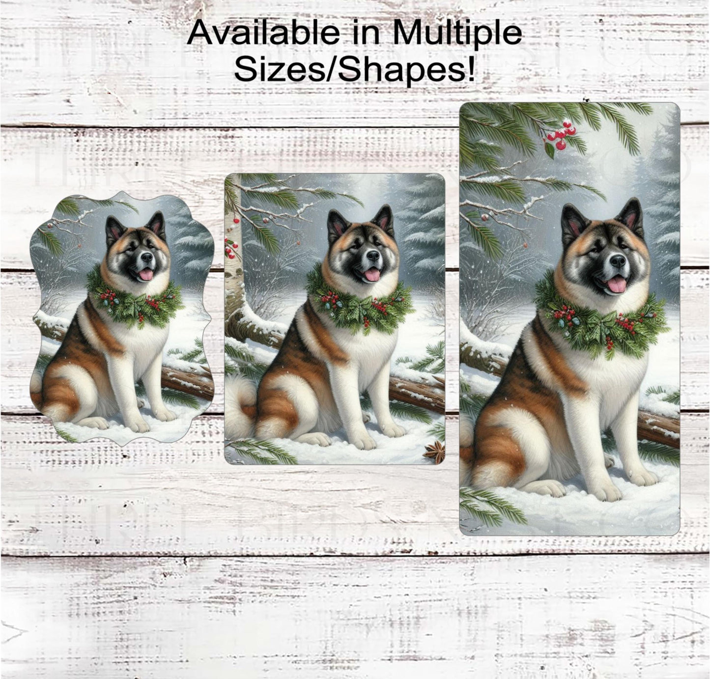Christmas Dog Wreath Sign - Akita Dog - Winter Welcome Sign