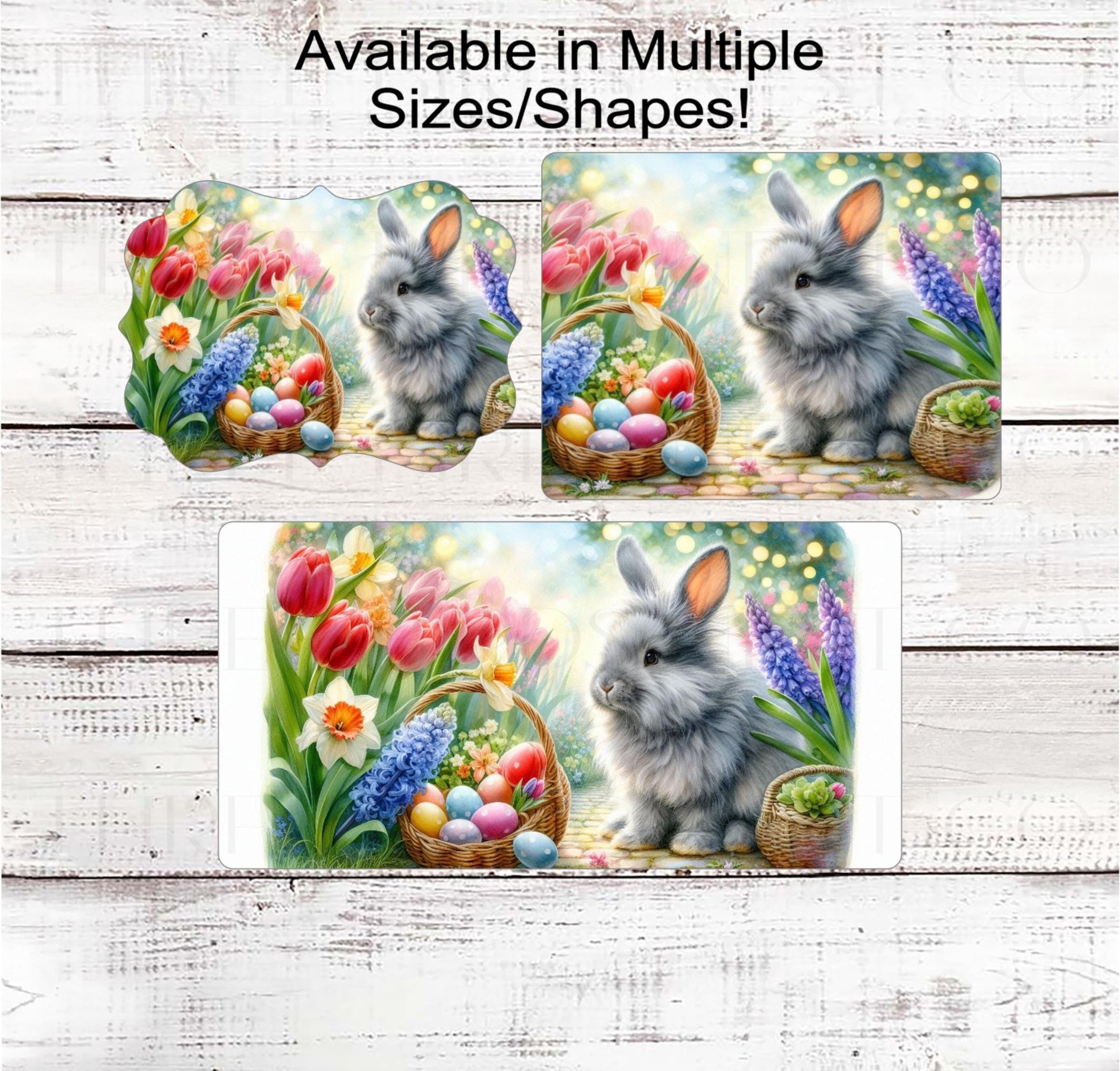 Easter Bunny Wreath Sign - Colorful Easter Eggs - Spring Flowers Decor
