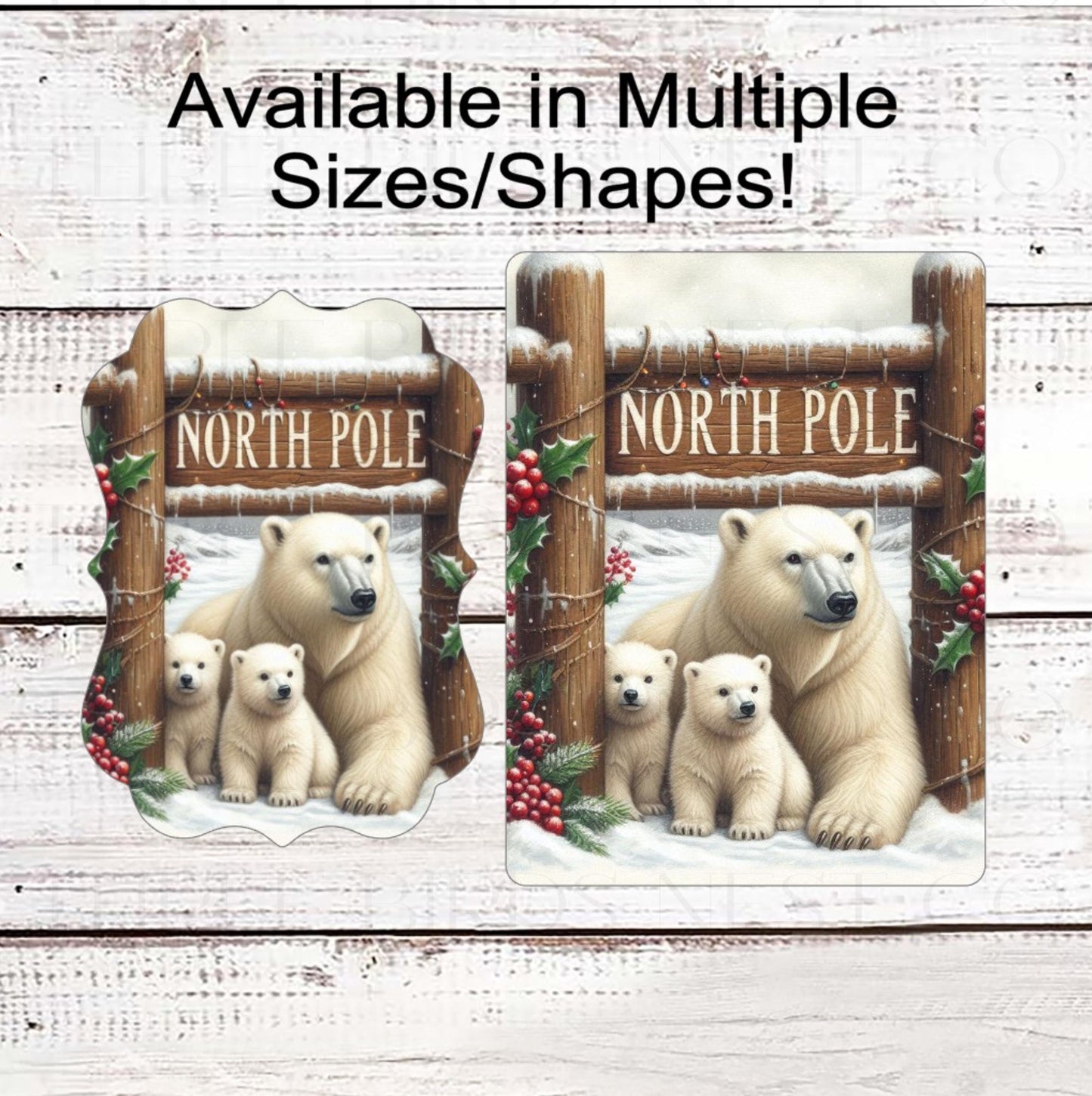 Christmas Wreath Signs - Polar Bears Decor - Woodland Christmas - North Pole