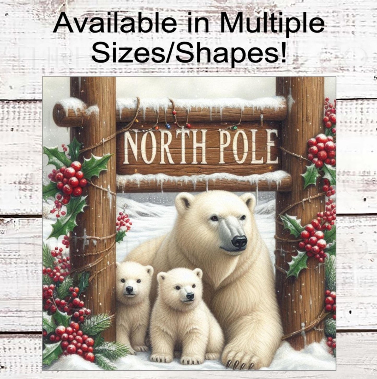 Christmas Wreath Signs - Polar Bears Decor - Woodland Christmas - North Pole