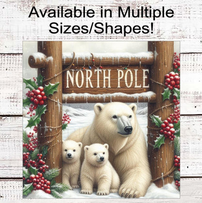 Christmas Wreath Signs - Polar Bears Decor - Woodland Christmas - North Pole