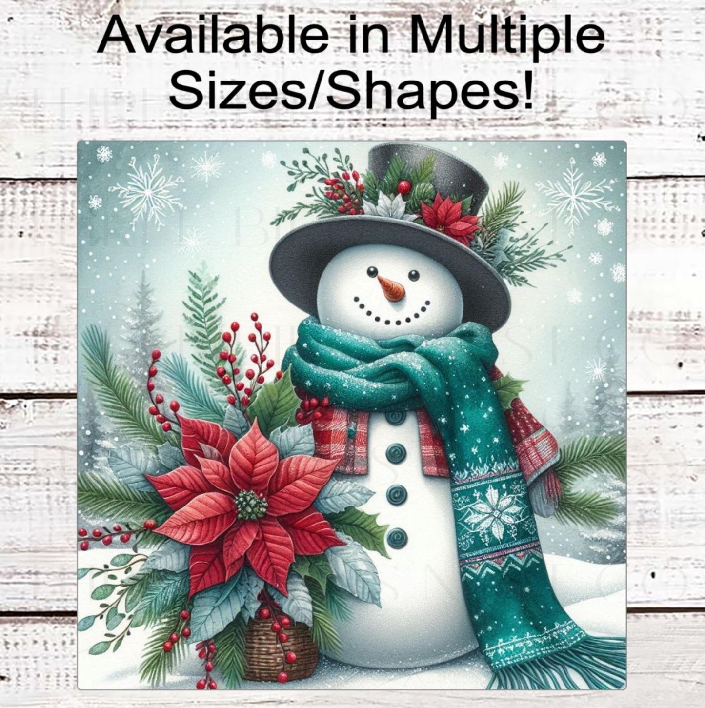 Snowman Wreath Sign - Rustic Christmas - Winter Wonderland