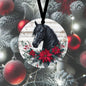 An adorable Horse accented with red and white Poinsettia flowers
